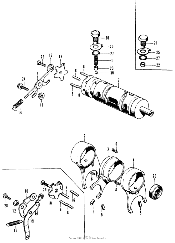 Gearshift fork + drum