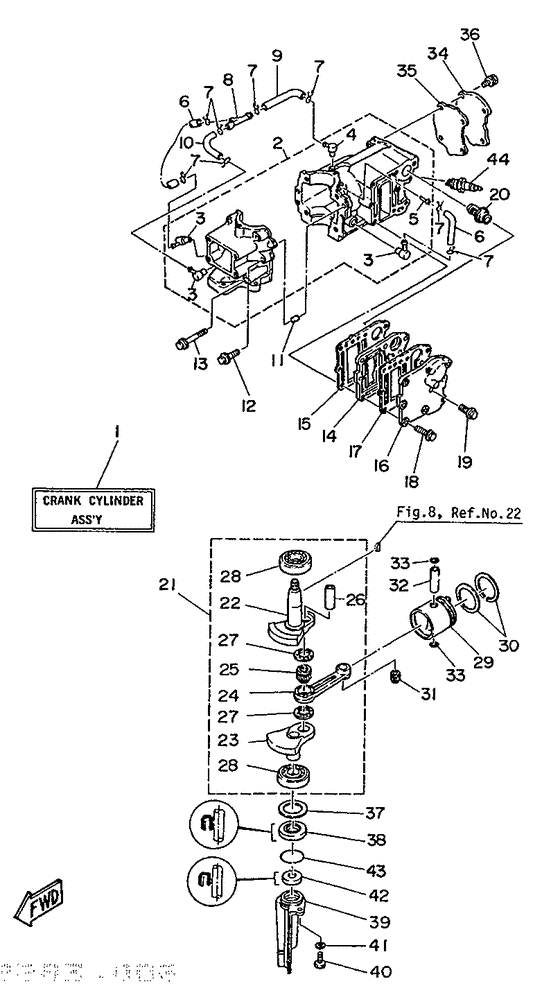 Crankcase, cylinder & piston