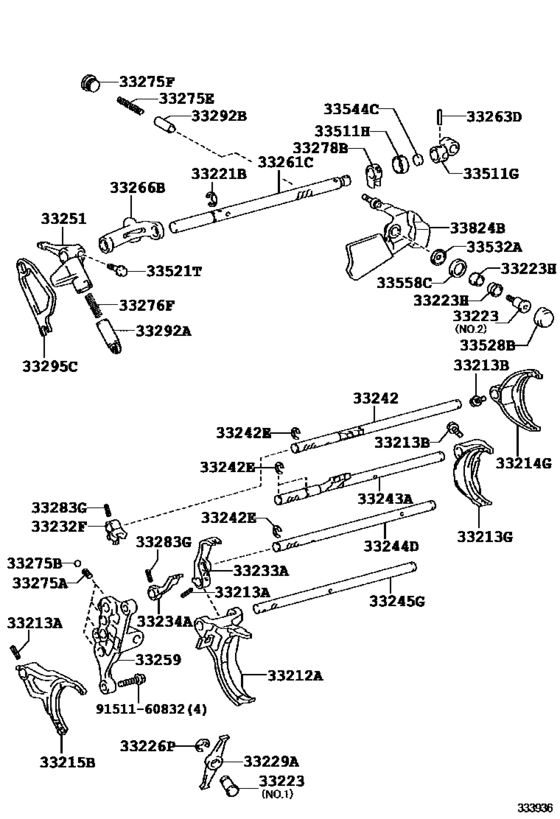 Gear Shift Fork & Lever Shaft (Mtm)