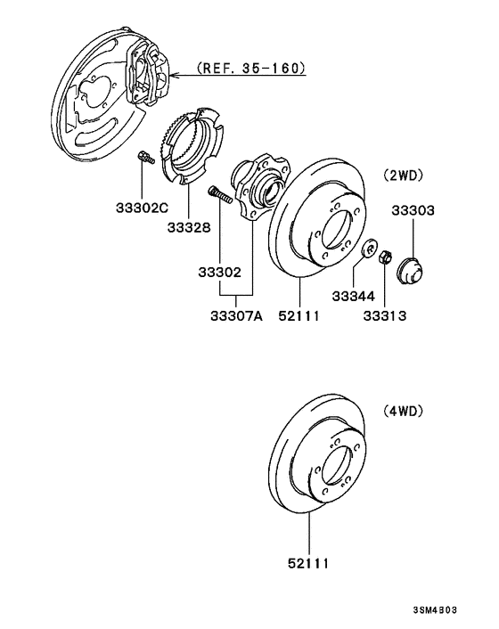 Rear axle hub & drum
