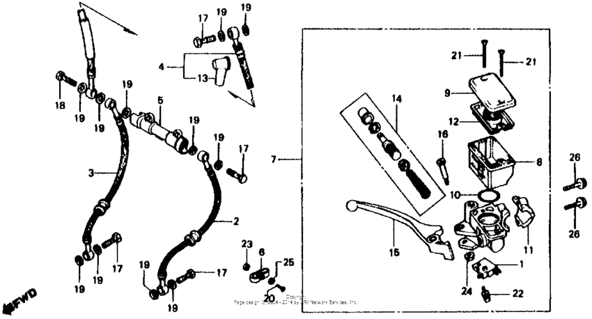Front brake master cylinder 81-82