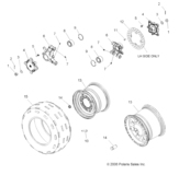 Wheel, rear and brake disk/hubs/bearing carriers
