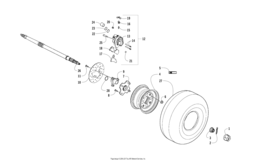Rear Wheels, Axle, And Brake Assembly