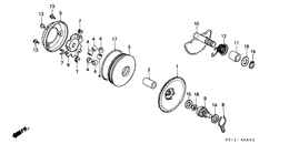 Drive face/ kick starter spindle