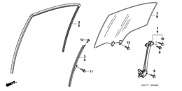 Rear door glass/ door regulator