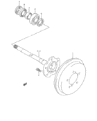 A rear axle and brake drum