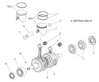 Engine, piston and crankshaft