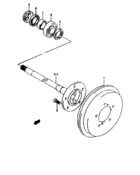 B rear axle and brake drum