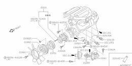 Water pump, cooling fan & thermostat