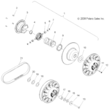 Drive train, secondary clutch and drive belt
