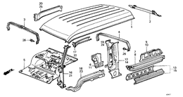 Roof panel/center pillar/ front floor