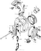 Cylinder head cover + inletpipe + spark plug