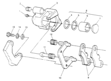Middle axle brake assembly