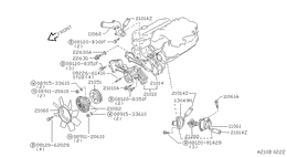 Water pump, cooling fan & thermostat