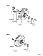 Rear axle hub & drum