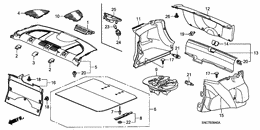 Rear tray/trunk lining